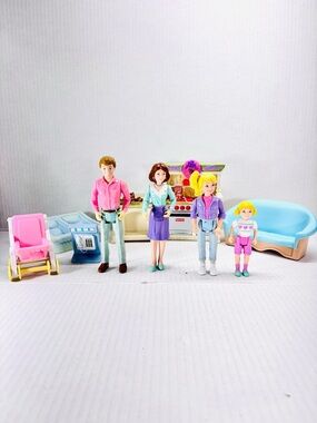 Family Doll Playset with Pink and Blue Accessories